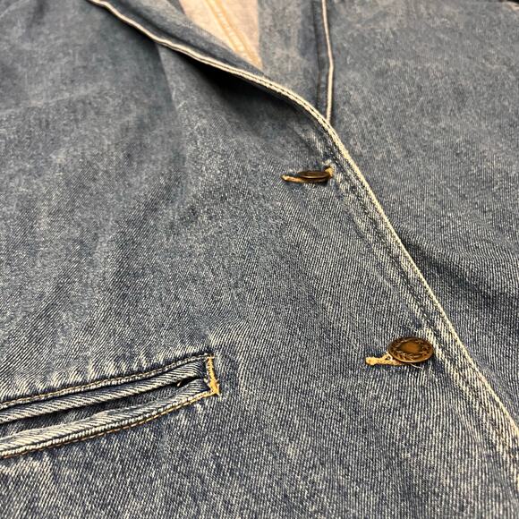Baccini Denim Blazer Size 14 Vintage 90s Cotton Jacket One Button Long Line - Picture 7 of 12